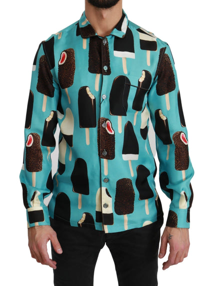 Dolce & Gabbana Exclusive Silk Blend Ice-Cream Print Shirt