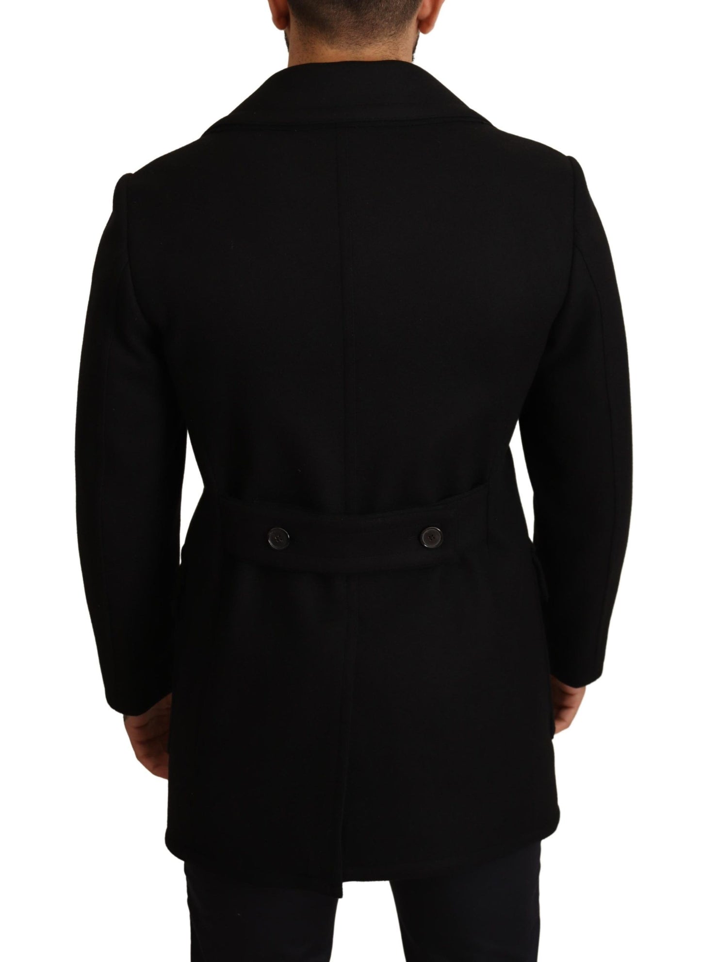 Dolce & Gabbana Elegant Black Double Breasted Trench Coat