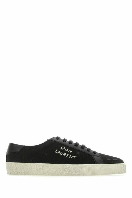 Saint Laurent Zapatillas bajas de lona y cuero negras