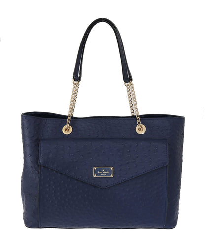 Kate Spade Bolso de cuero azul Halsey la vita de avestruz