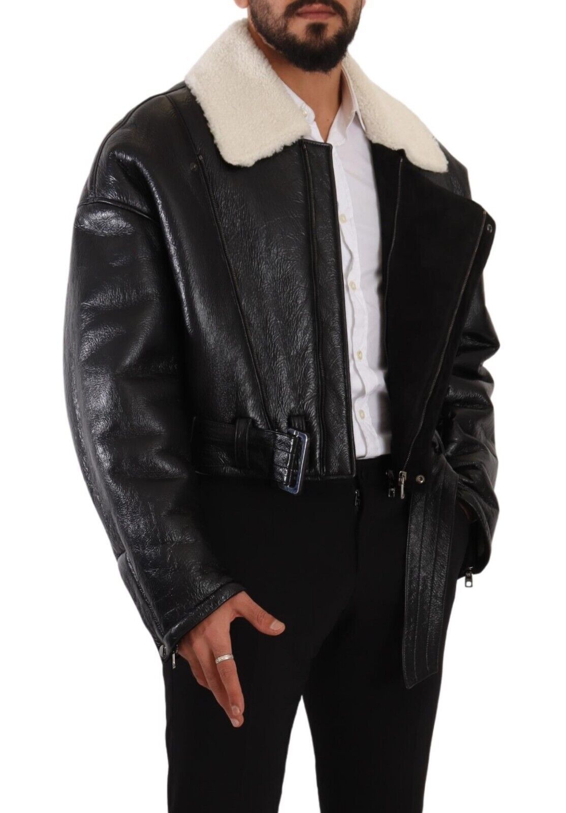 Dolce & Gabbana Elegant Shearling Biker Jacket