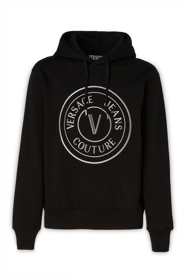 Versace Jeans Sudadera con capucha y detalles del logo en algodón negro