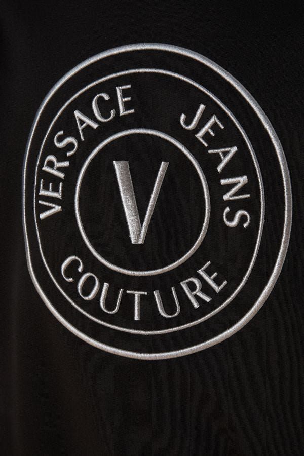 Versace Jeans Sudadera con capucha y detalles del logo en algodón negro