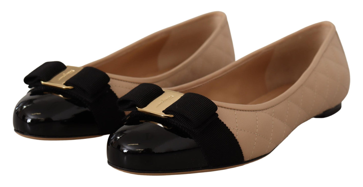 Salvatore Ferragamo Bailarinas de piel de napa beige y negra