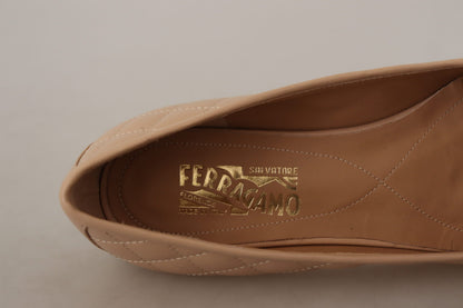 Salvatore Ferragamo Bailarinas de piel de napa beige y negra