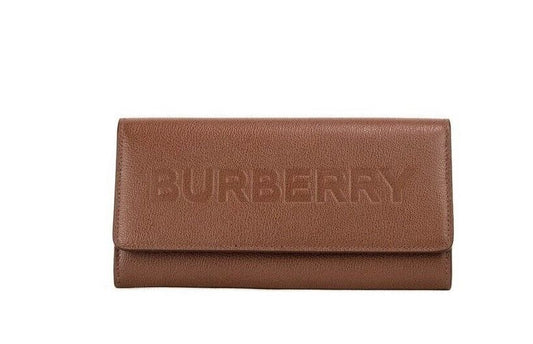 Cartera tipo clutch continental con solapa y relieve de cuero granulado tostado Porter de Burberry Marrón