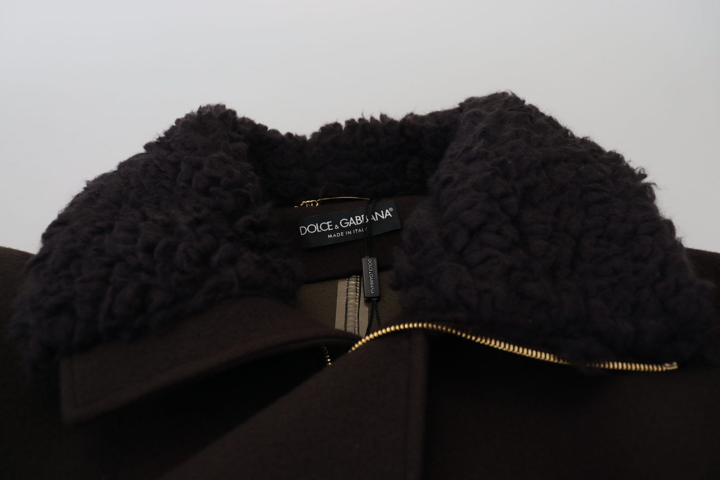 Dolce & Gabbana Elegant Dark Brown Shearling Coat Jacket