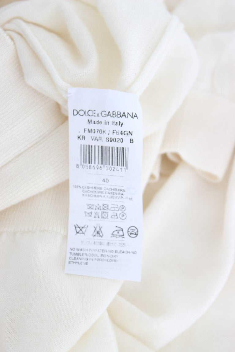 Dolce & Gabbana Elegant White Cashmere Sweater