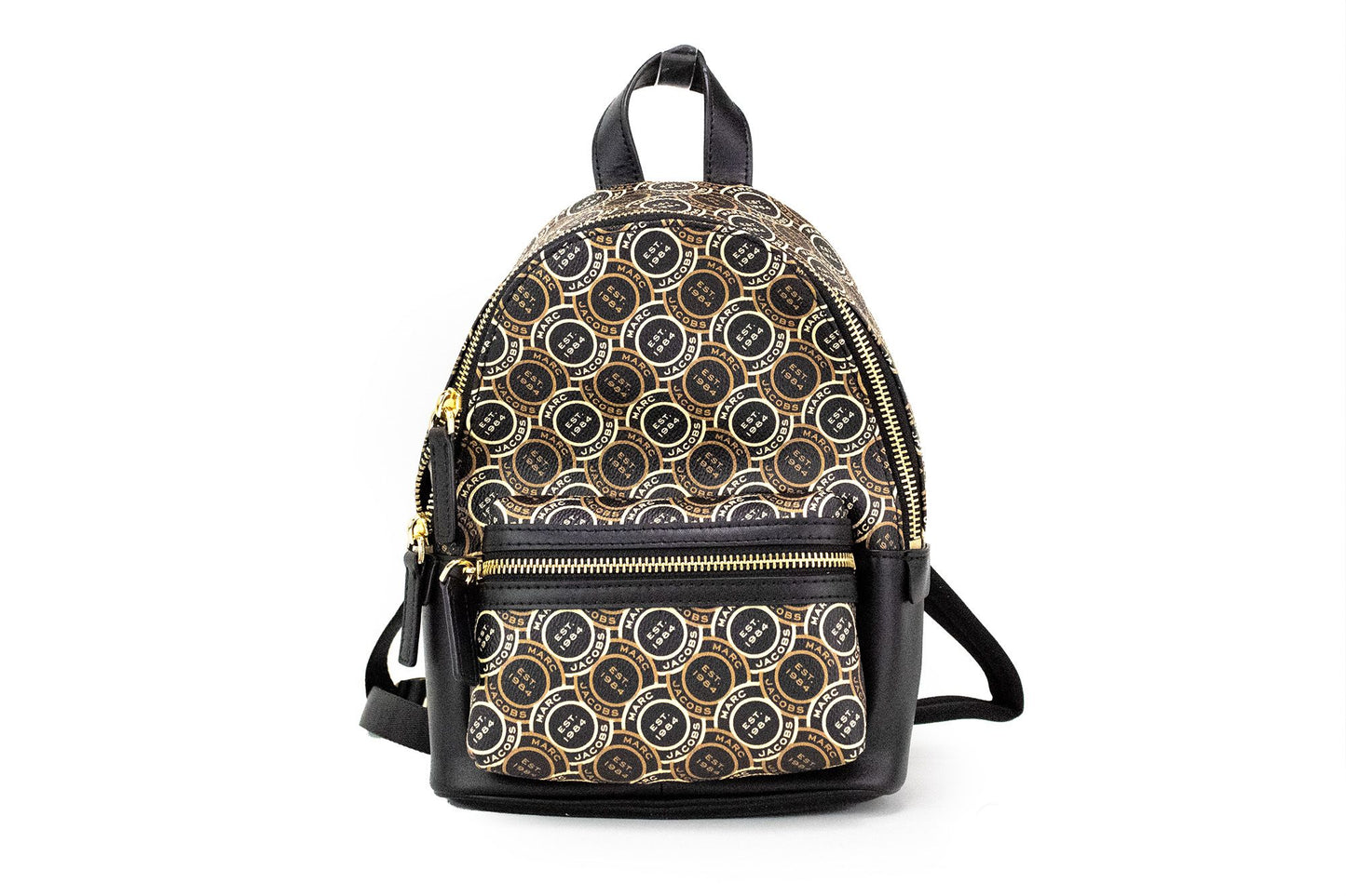 Marc Jacobs Signet Mini Mochila De Hombro De Cuero Estampada Con Logo Negro