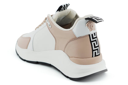 Versace Zapatillas de piel de becerro rosa claro y blanco