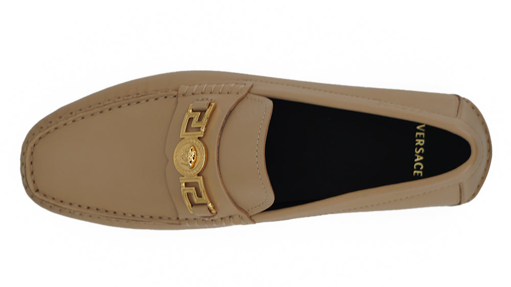 Versace Zapatos mocasines de piel de becerro beige