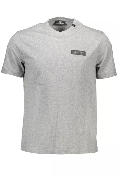 Plein Sport Gray Cotton Men T-Shirt