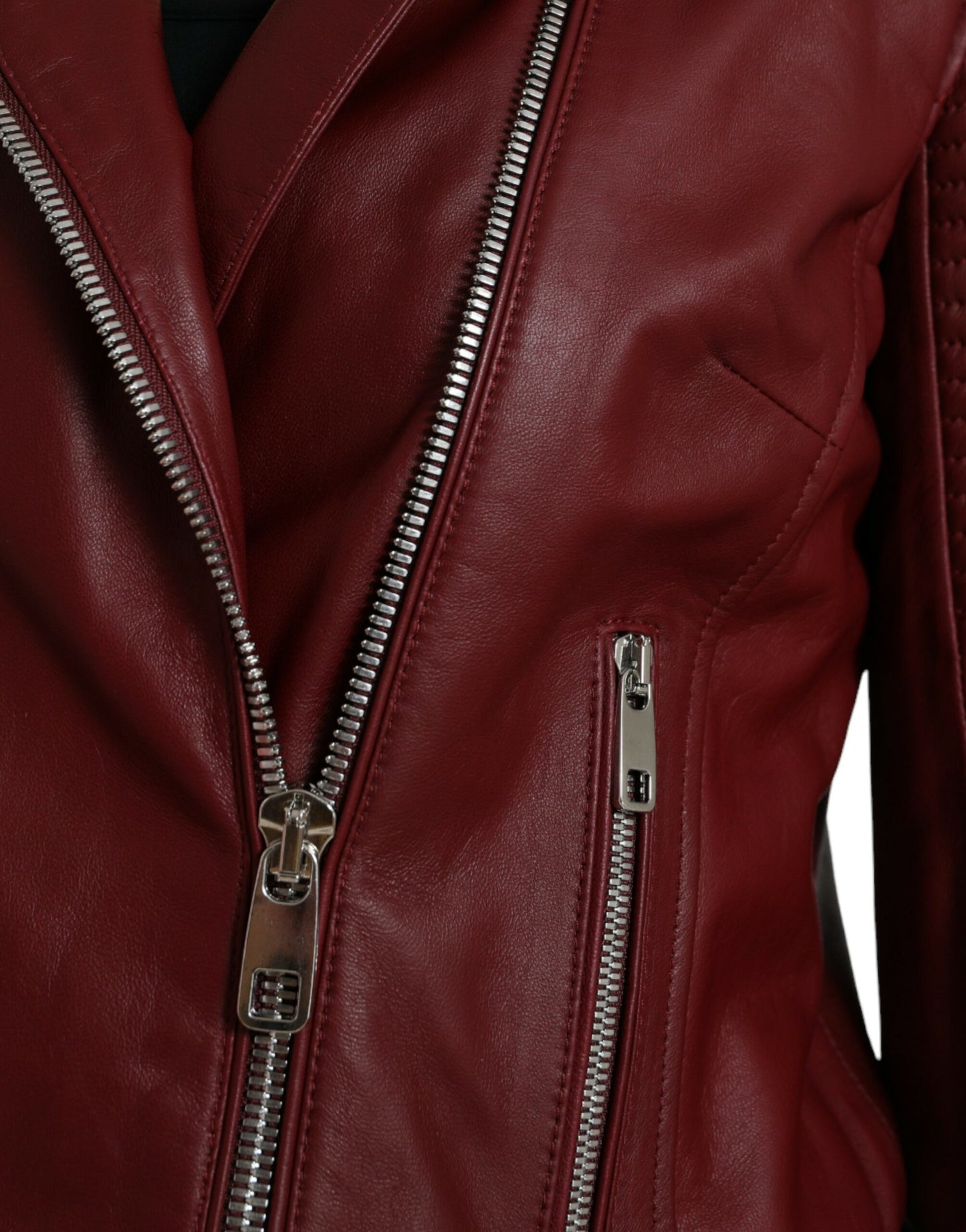 Dolce & Gabbana Bordeaux Biker Leather Jacket