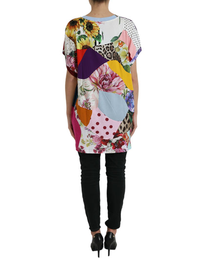 Dolce & Gabbana Multicolor Cotton Silk Patchwork Blouse