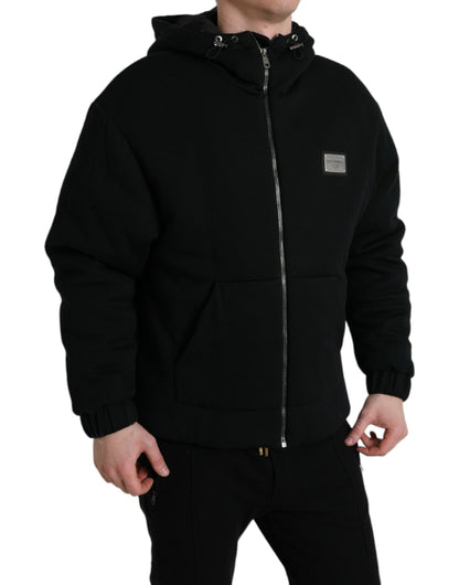 Dolce & Gabbana Elegant Black Bomber Jacket with Hood