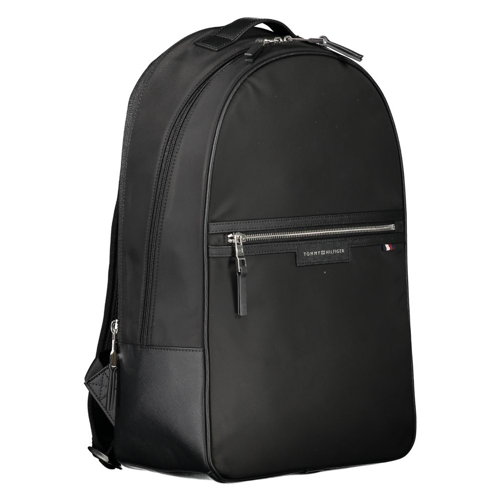 Tommy Hilfiger Black Polyester Men Backpack