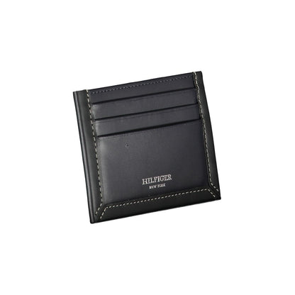 Tommy Hilfiger Sleek Blue Leather Card Holder with Contrast Detail