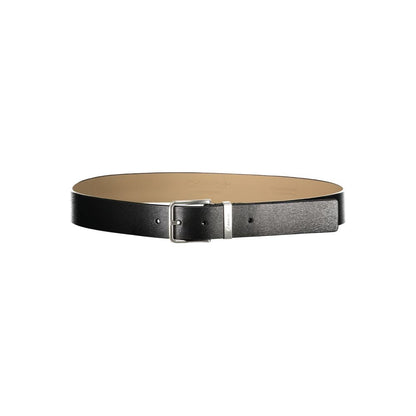 Calvin Klein Elegant Black Leather Belt with Metal Buckle