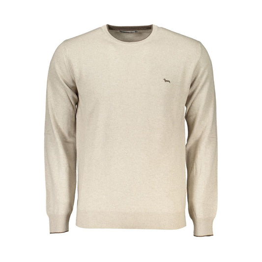 Harmont & Blaine Beige Crew Neck Luxury Sweater with Embroidery