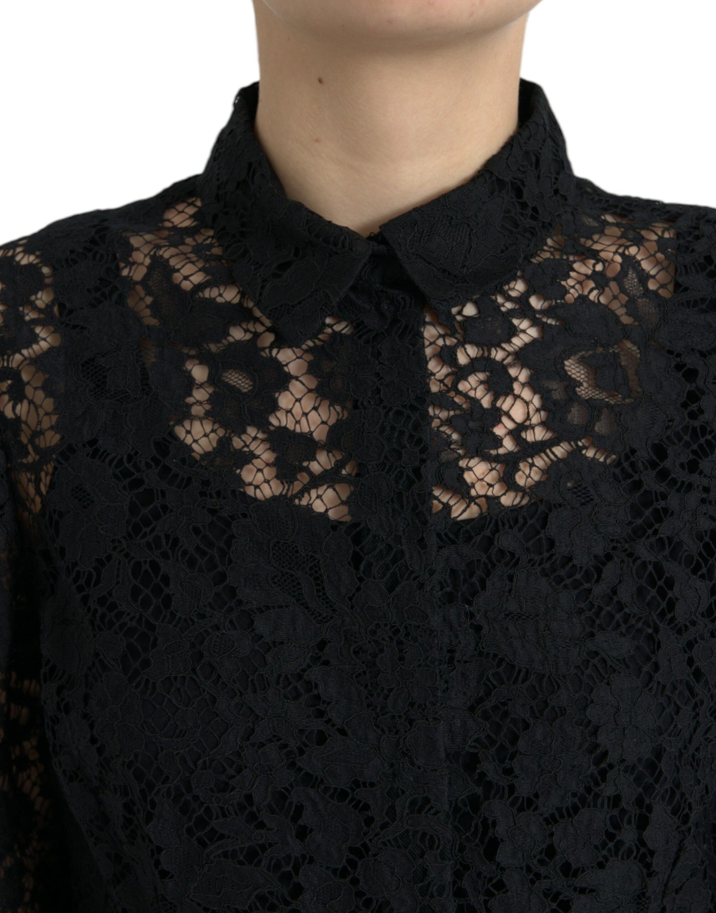 Dolce & Gabbana Elegant Floral Lace Blouse Top