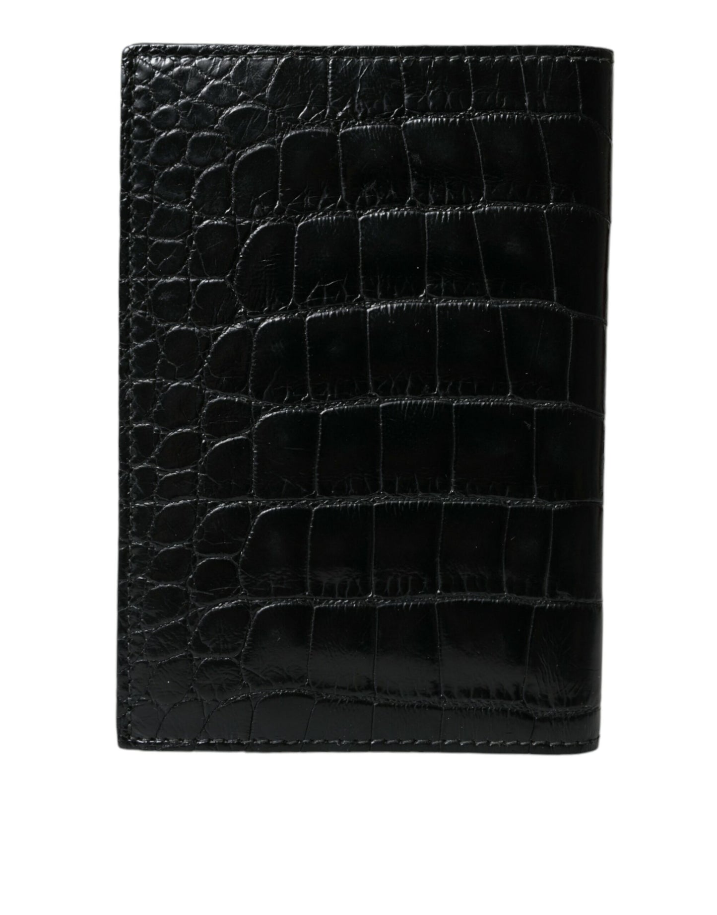 Dolce & Gabbana Black Exotic Skin Leather Long Bifold Passport Holder