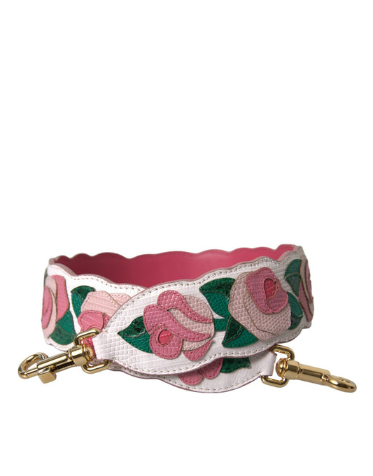 Dolce & Gabbana White Floral Leather Accessory Shoulder Strap