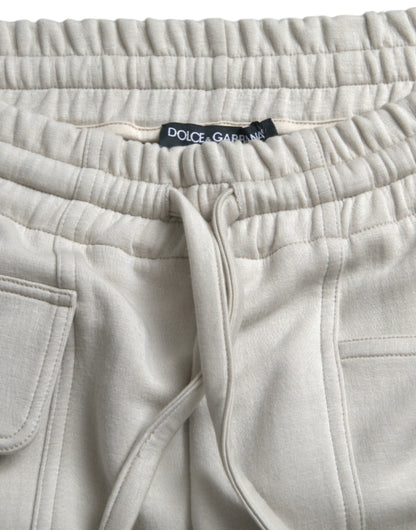 Dolce & Gabbana Off White Viscose Cargo Jogger Sweatpants Pants