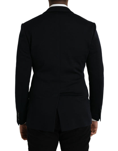 Dolce & Gabbana Black Wool Notch Single Breasted Coat Blazer