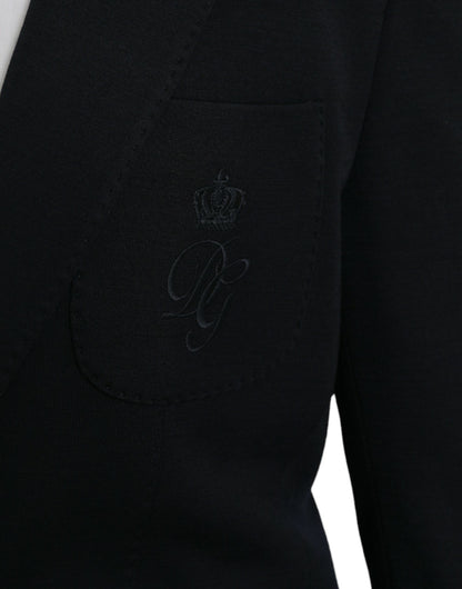 Dolce & Gabbana Black Wool Notch Single Breasted Coat Blazer