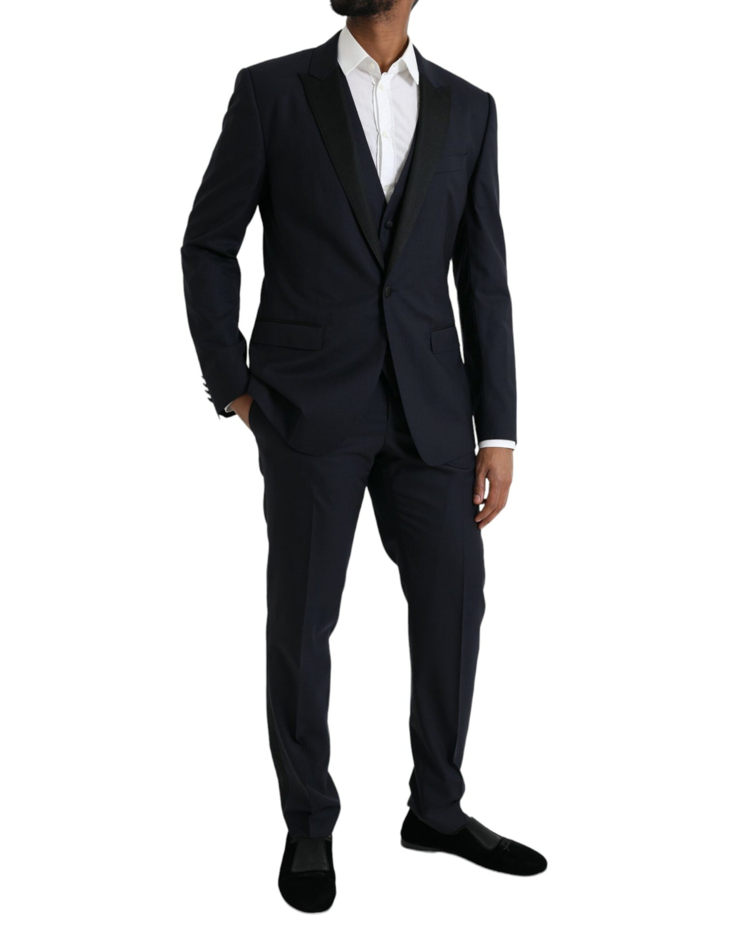 Dolce & Gabbana Dark Blue MARTINI Wool Formal 3 Piece Suit