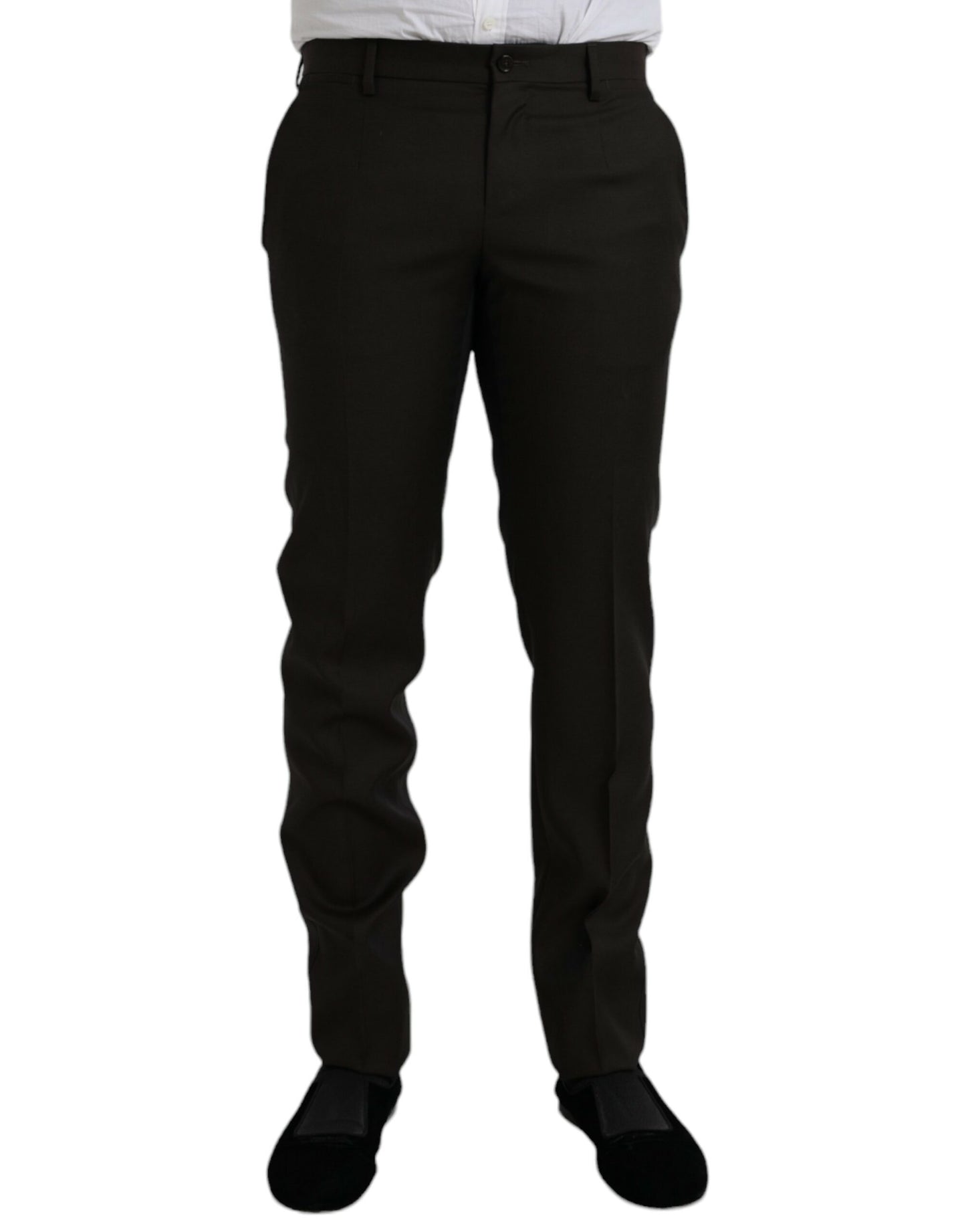 Dolce & Gabbana Dark Brown Wool Slim Fit Formal Pants