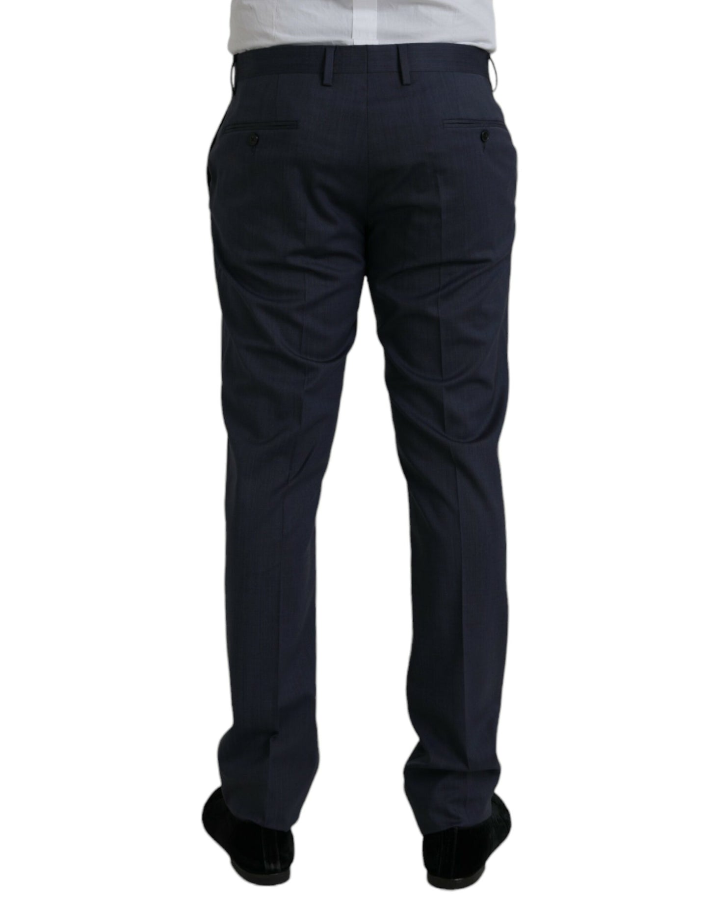 Dolce & Gabbana Blue Wool Slim Fit Dress Formal Pants