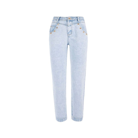 Yes Zee Light Blue Cotton Women High-Waisted Jeans