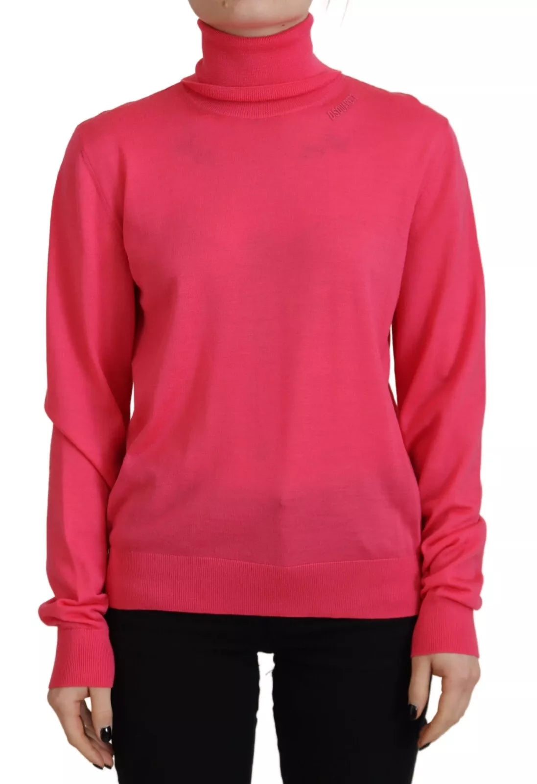 Dsquared² Pink Solid Long Sleeve Turtle Neck Casual Sweater