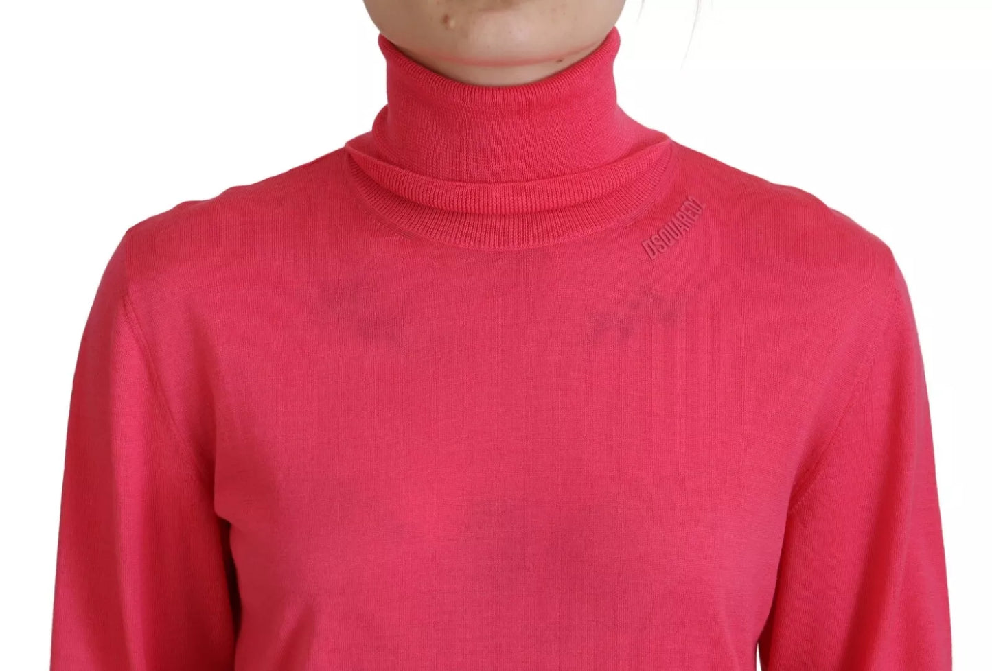 Dsquared² Pink Solid Long Sleeve Turtle Neck Casual Sweater