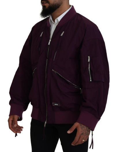 Dsquared² Purple Polyester Full Zipper Bomber Jacket