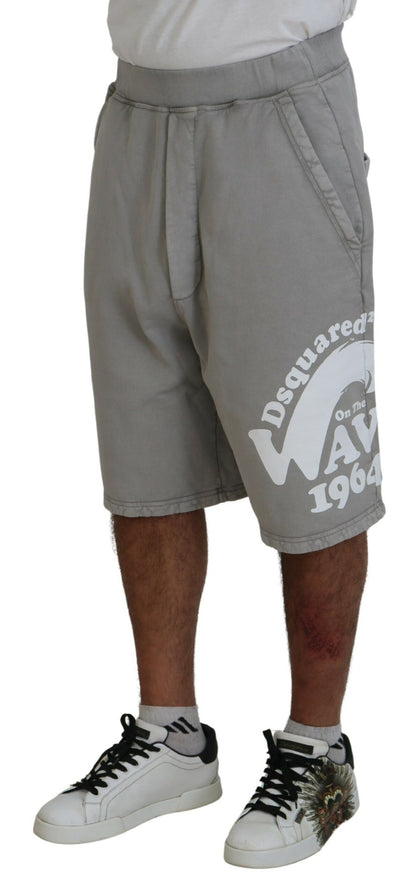 Dsquared² Gray Printed Pull On Men Casual Bermuda Shorts