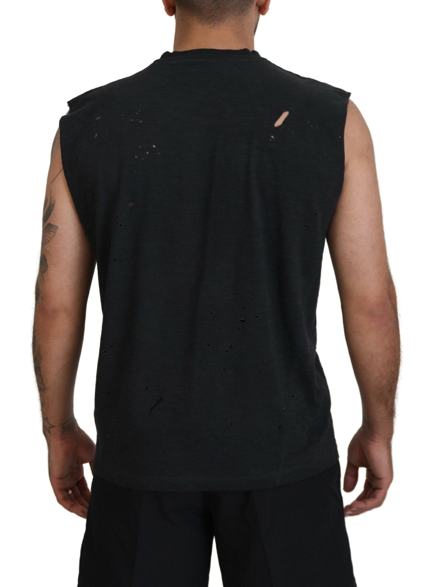 Dsquared² Black Cotton Sleeveless Crewneck Tank T-shirt