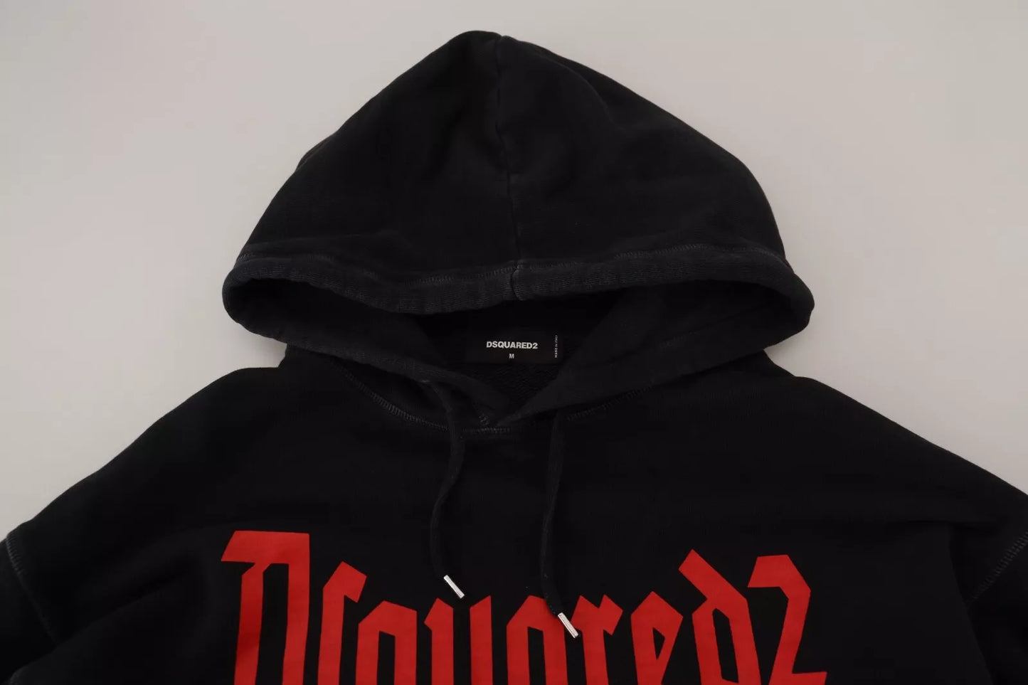 Dsquared² Black Cotton Hooded Printed Men Pullover Sweater