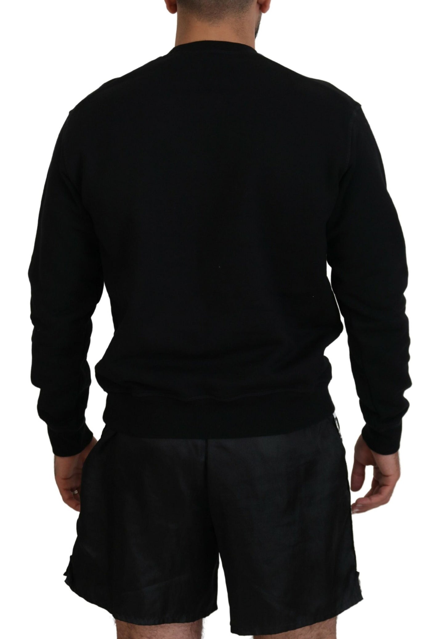 Dsquared² Black Logo Print Long Sleeves Men Pullover Sweater