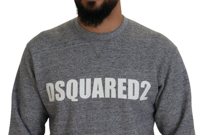 Dsquared² Gray Crystal Embellishment Men Pullover Sweater