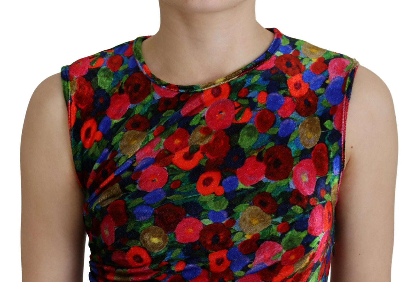 Dsquared² Multicolor Floral Bodycon Ruched Maxi Dress