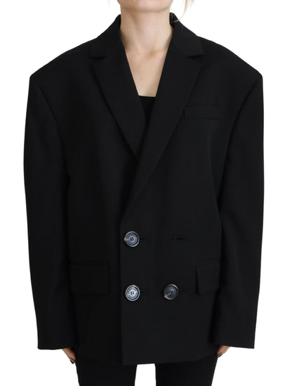 Dsquared² Black Double Breasted Coat Blazer Jacket