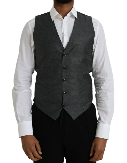 Dolce & Gabbana Gray Wool Formal Dress Waistcoat Vest