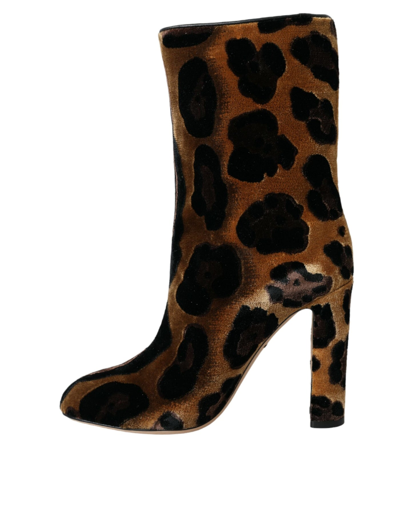 Dolce & Gabbana Brown Giraffe Leather Mid Calf Boots Shoes