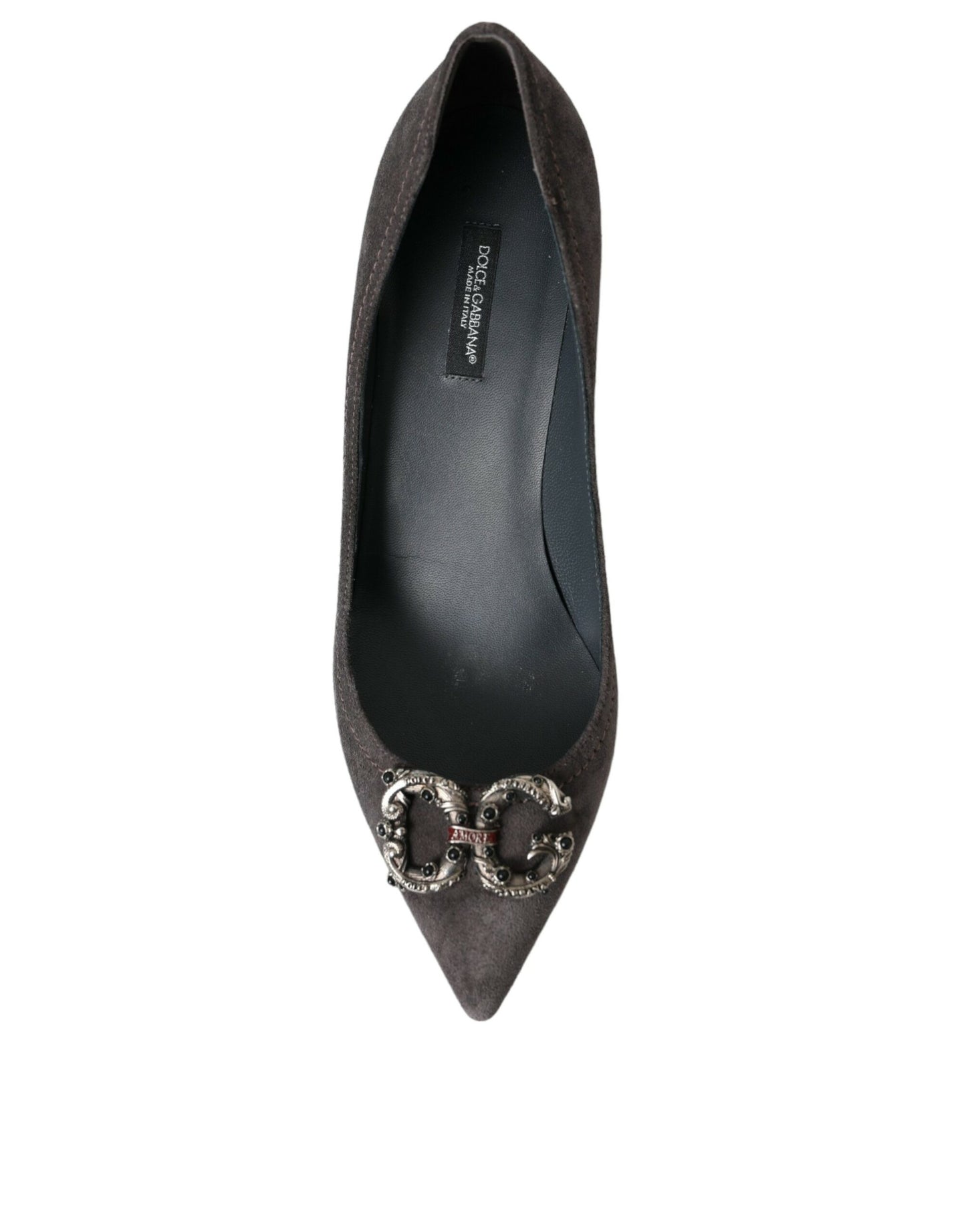 Dolce & Gabbana Gray Amore Suede Bellucci Heels Pumps Shoes