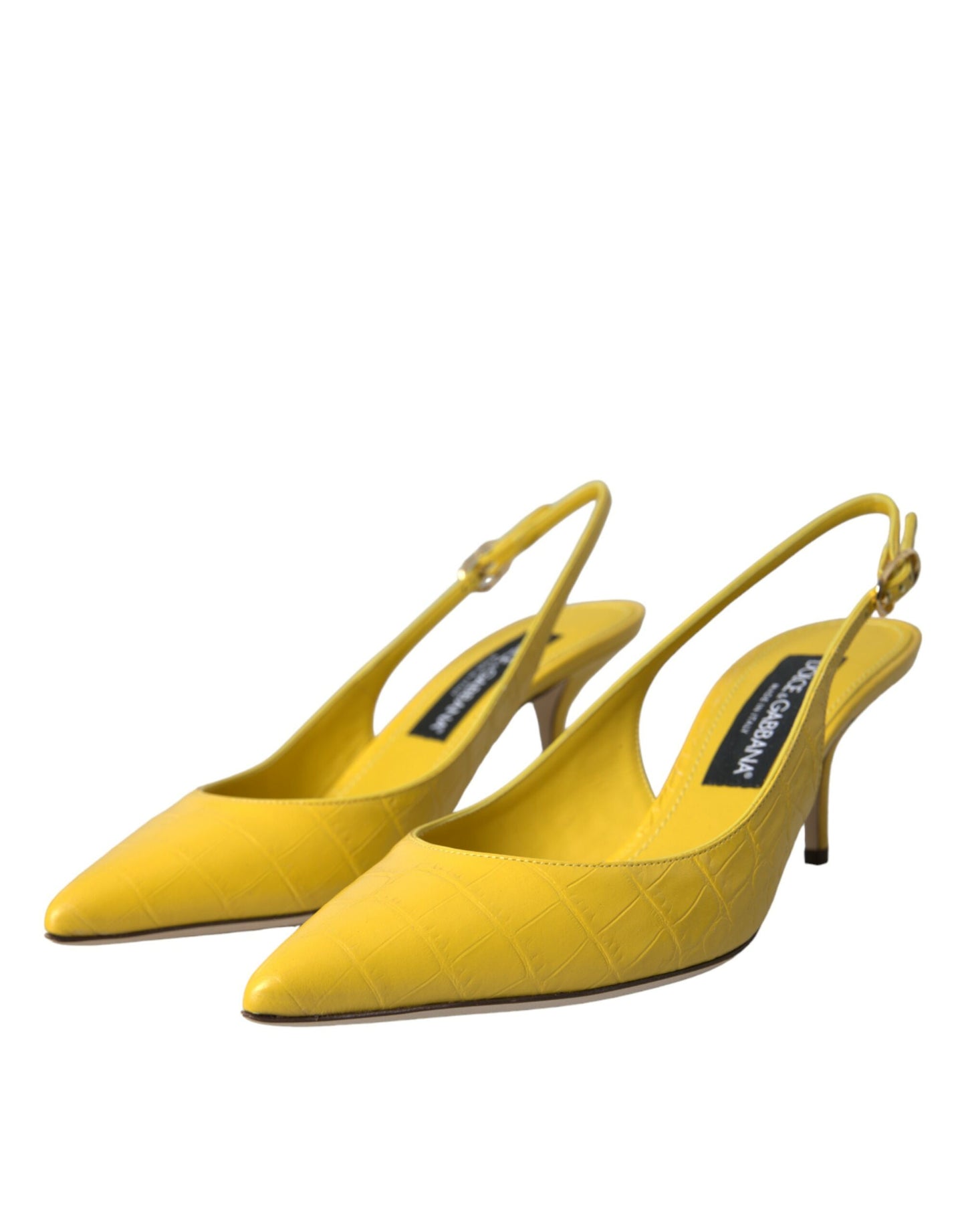 Dolce & Gabbana Yellow Leather Slingbacks Heels Shoes