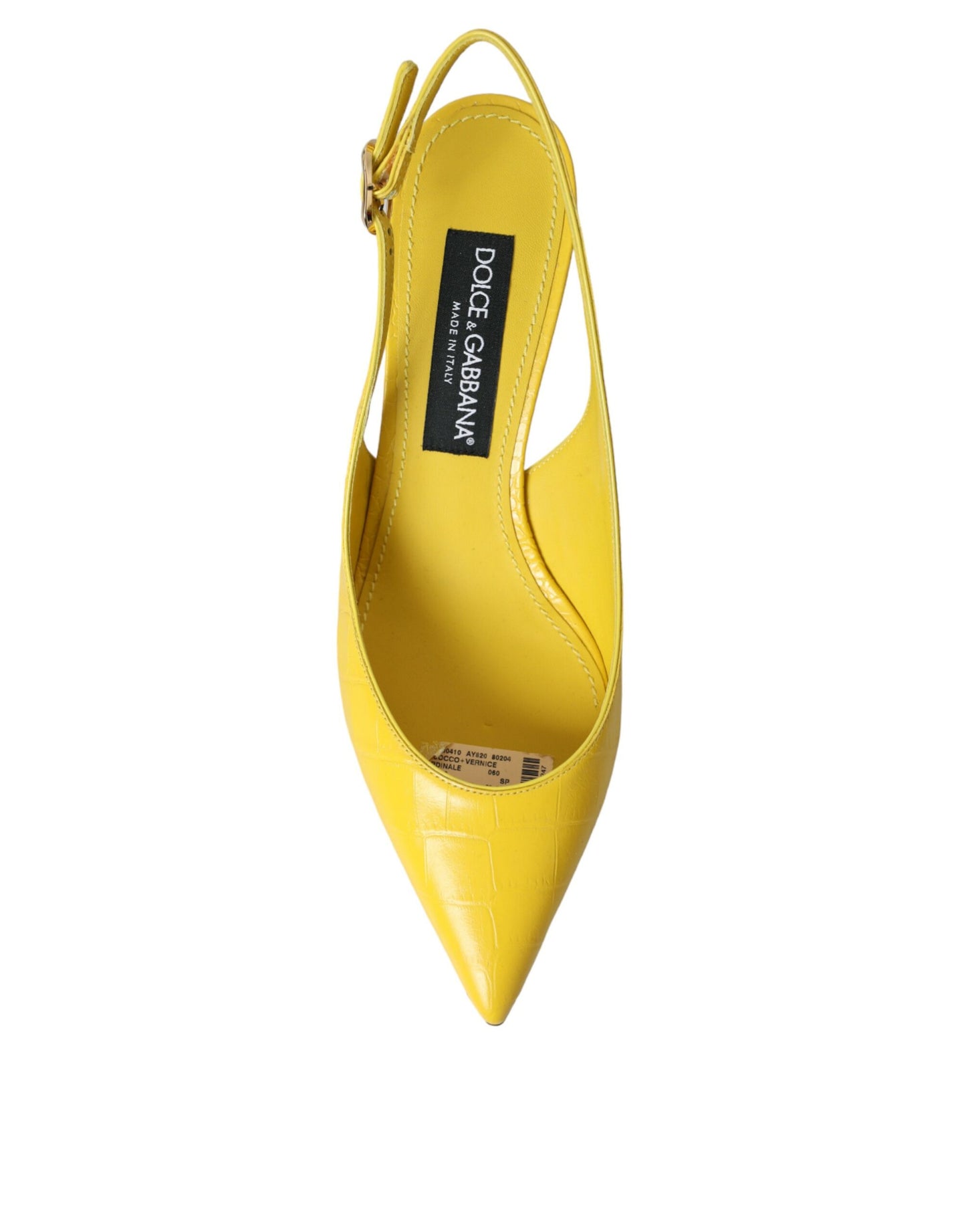 Dolce & Gabbana Yellow Leather Slingbacks Heels Shoes