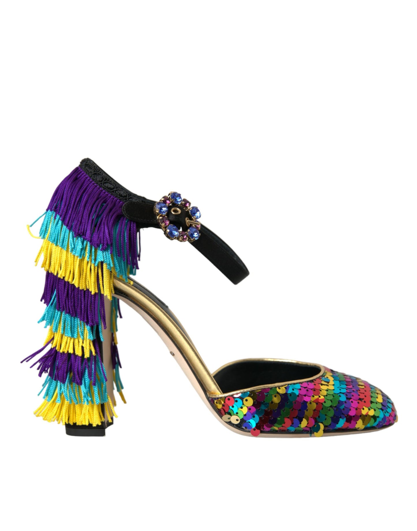 Dolce & Gabbana Multicolor Sequin Crystal Mary Jane Shoes