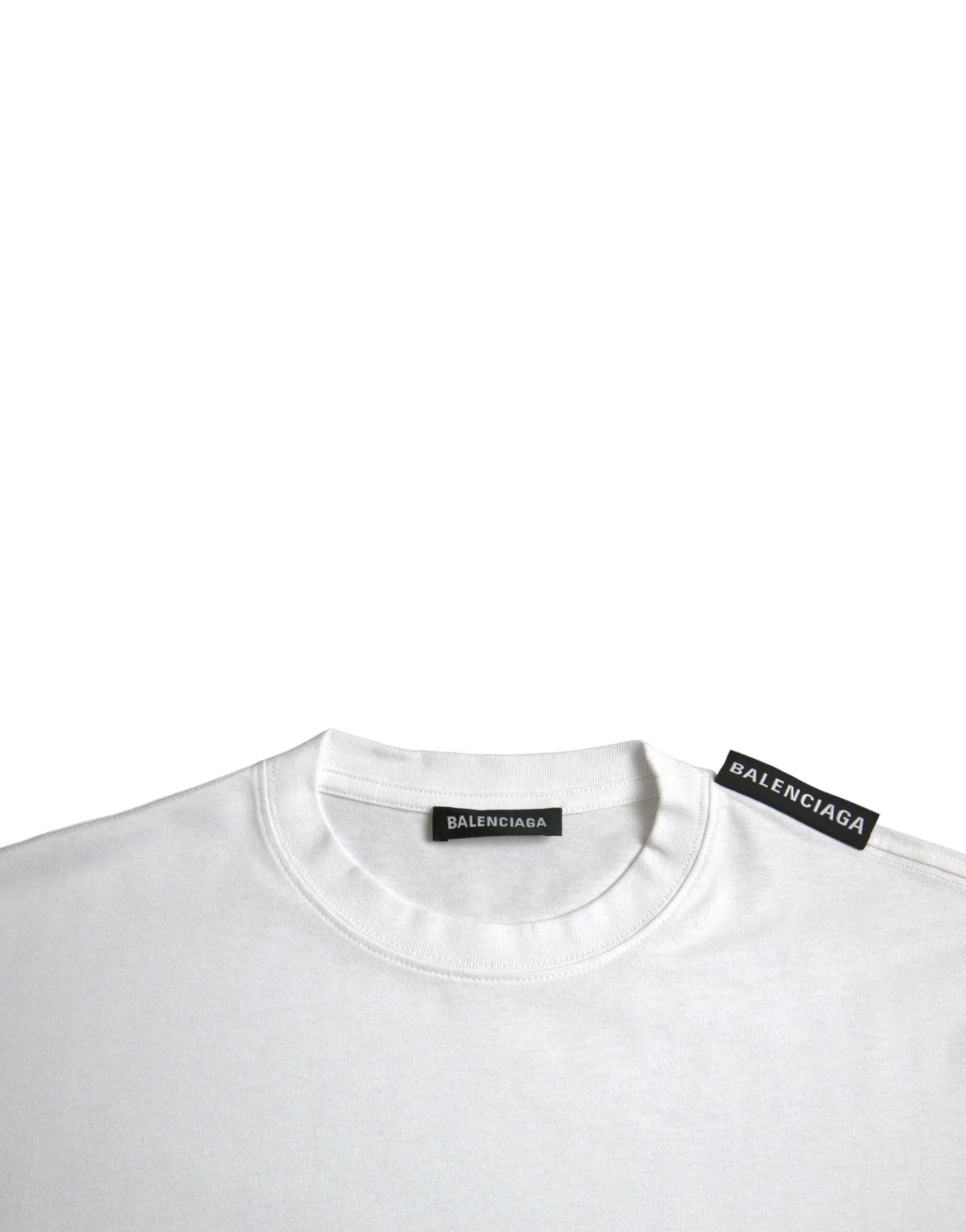 Balenciaga Off White Cotton Jersey Round Neck T-shirt